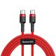 Cavo Baseus da USB da tipo C a tipo C premium - 2 metro, supporto per carica 60 W, copertura in kevlar - Rosso