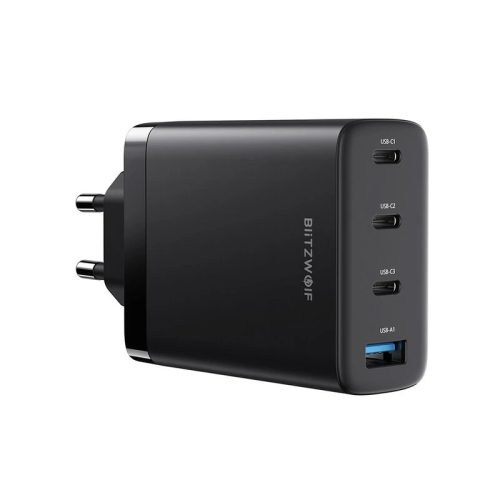 BlitzWolf® BW-S23: Caricabatterie rapido GaN Tech da 100 W - Caricatore USB di rete a 4 porte (3x USB Type-C + 1x USB-A)