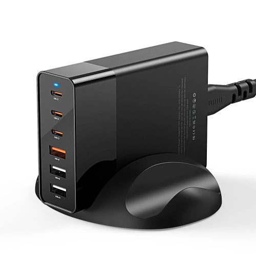 Caricabatterie rapido USB da tavolo BlitzWolf® BW-S25: 75 W, 6 porte USB (4 caricabatterie rapidi + 2 porte normali)