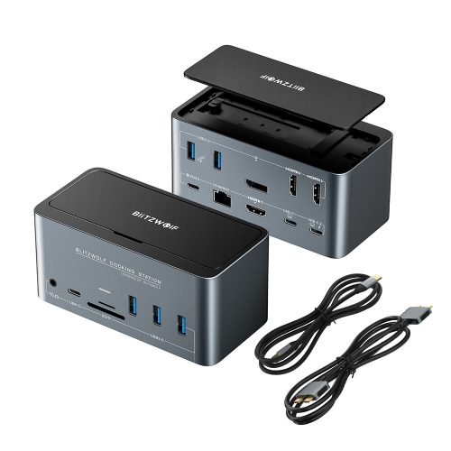 Blitzwolf BW-TH13 USB Hub 18 in uno: M.2 SSD, 3 supporto motore, 4K HDMI, USB 3.0 5Gbps, lettore di schede SD, jack 3.5, porta LAN