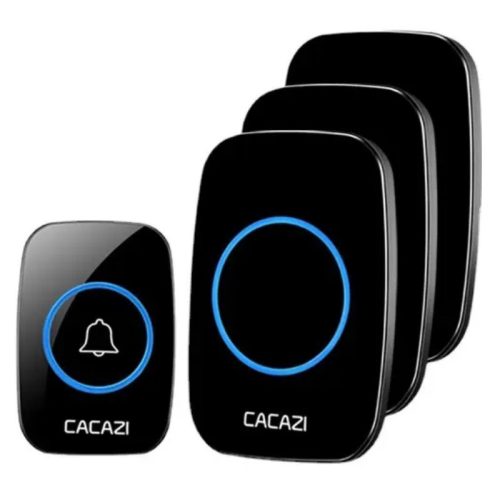 CACAZI-A10 - set campanello wireless - 3 unità interne + 1 unità esterna - portata 300 metri, volume e melodia variabili