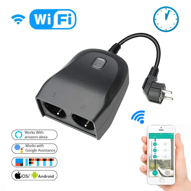 Tuya Doppia Presa con 2 Porte USB Intelligente WiFi 10A