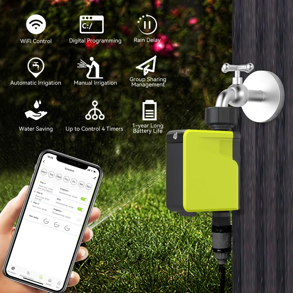 RAINPOINT Contatore dell'acqua Wi-Fi, pratico timer da giardino